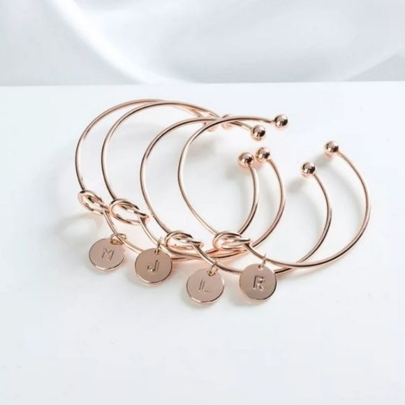 Couture Warrior Jewelry - E Rose Gold Initial Knot Bracelet (E)